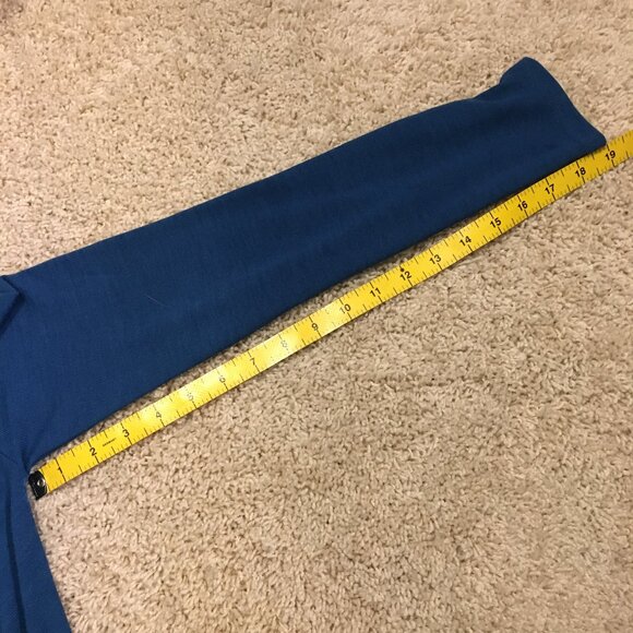 Peacock Blue Button Wrapover Handkerchief Hem Sweater - Picture 16 of 16